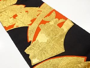 アンティーク　地紙に菊・楓模様織り出し袋帯（材料）